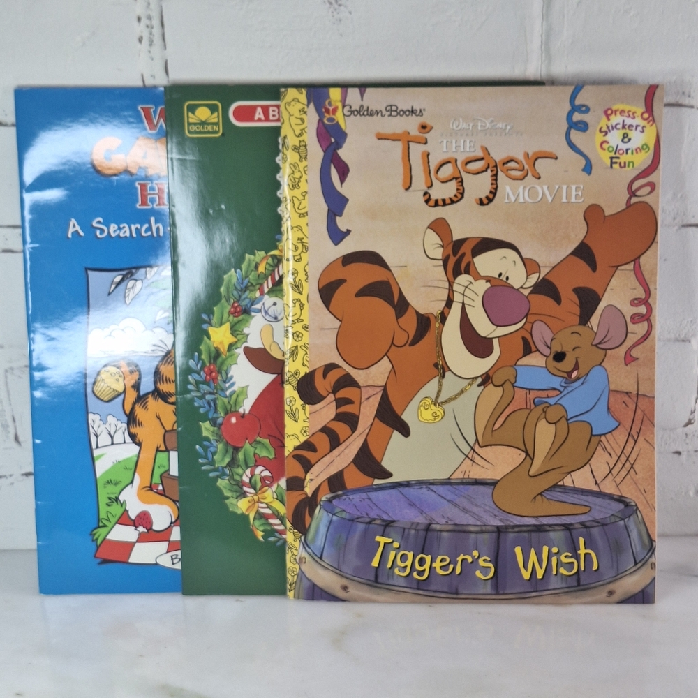 Bundle of 3 Vintage New Old Stock Children's Activity Books Garfield, Tigger